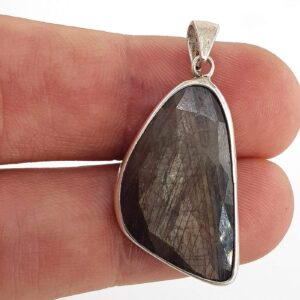 Siyah Aytaşı Kolye Ucu (Gümüş) - 2