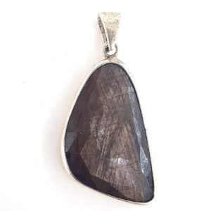 Siyah Aytaşı Kolye Ucu (Gümüş)