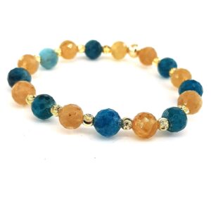 Sarı ve Blue Apatit Faset Bileklik 8mm