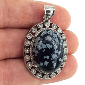 Kar Tanesi Obsidyen Kolye Ucu - 2