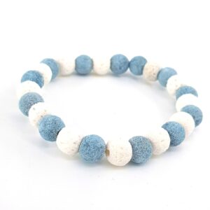 Beyaz , Mavi Mercan Bileklik 8mm