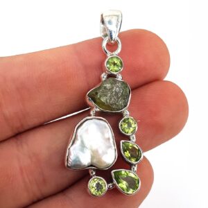 İnci Zeberced Kolye Ucu Gümüş