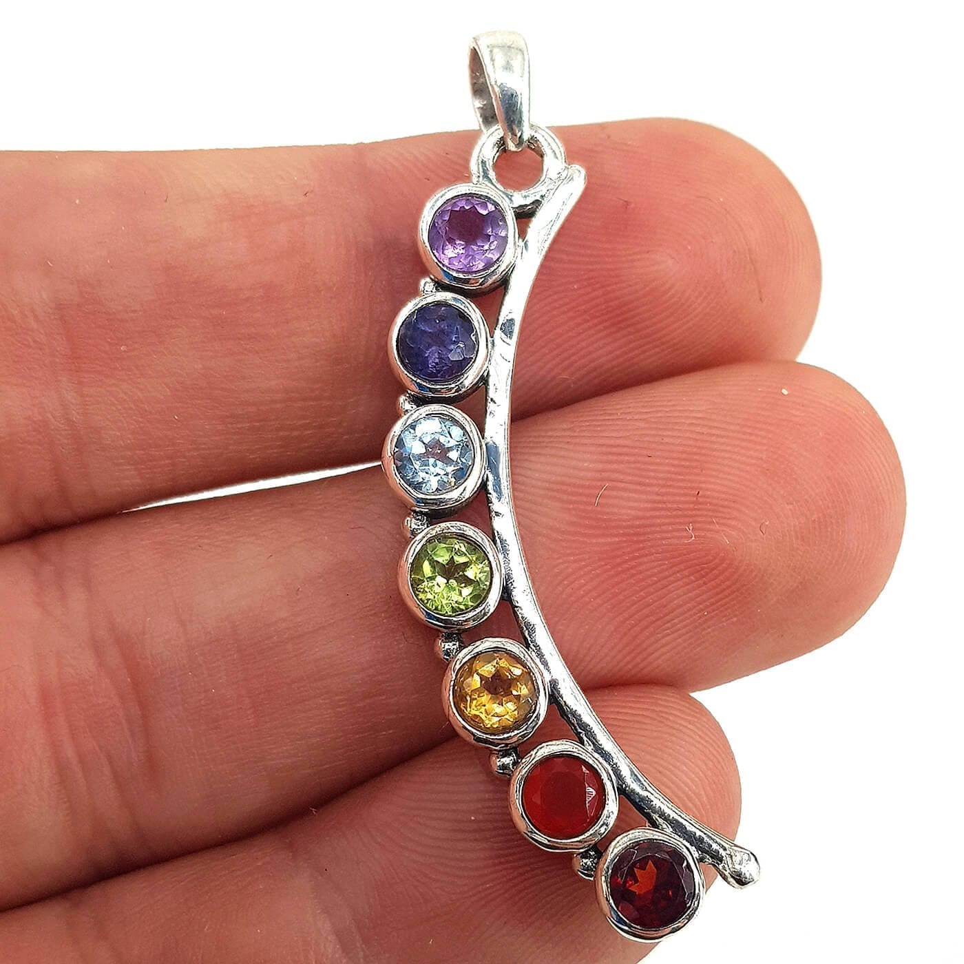 Mix Doğaltaş Kolye Ucu Gümüş