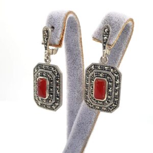 Kehribar / Markazit Küpe (Gümüş)