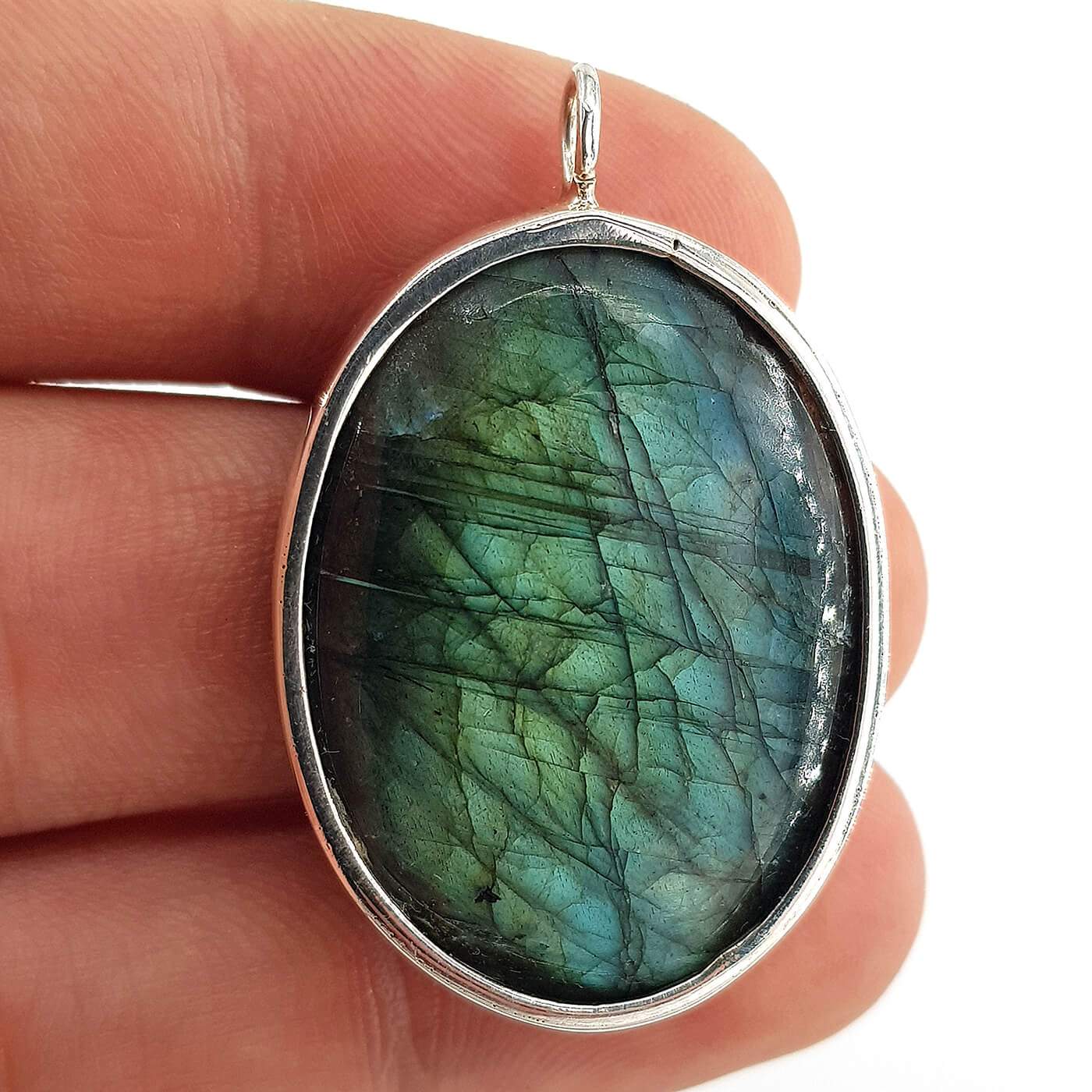 Labradorit Kolye Ucu (Gümüş)