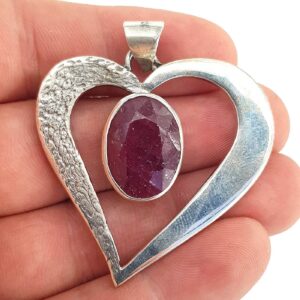 Yakut Kolye Ucu Kalp (Gümüş)