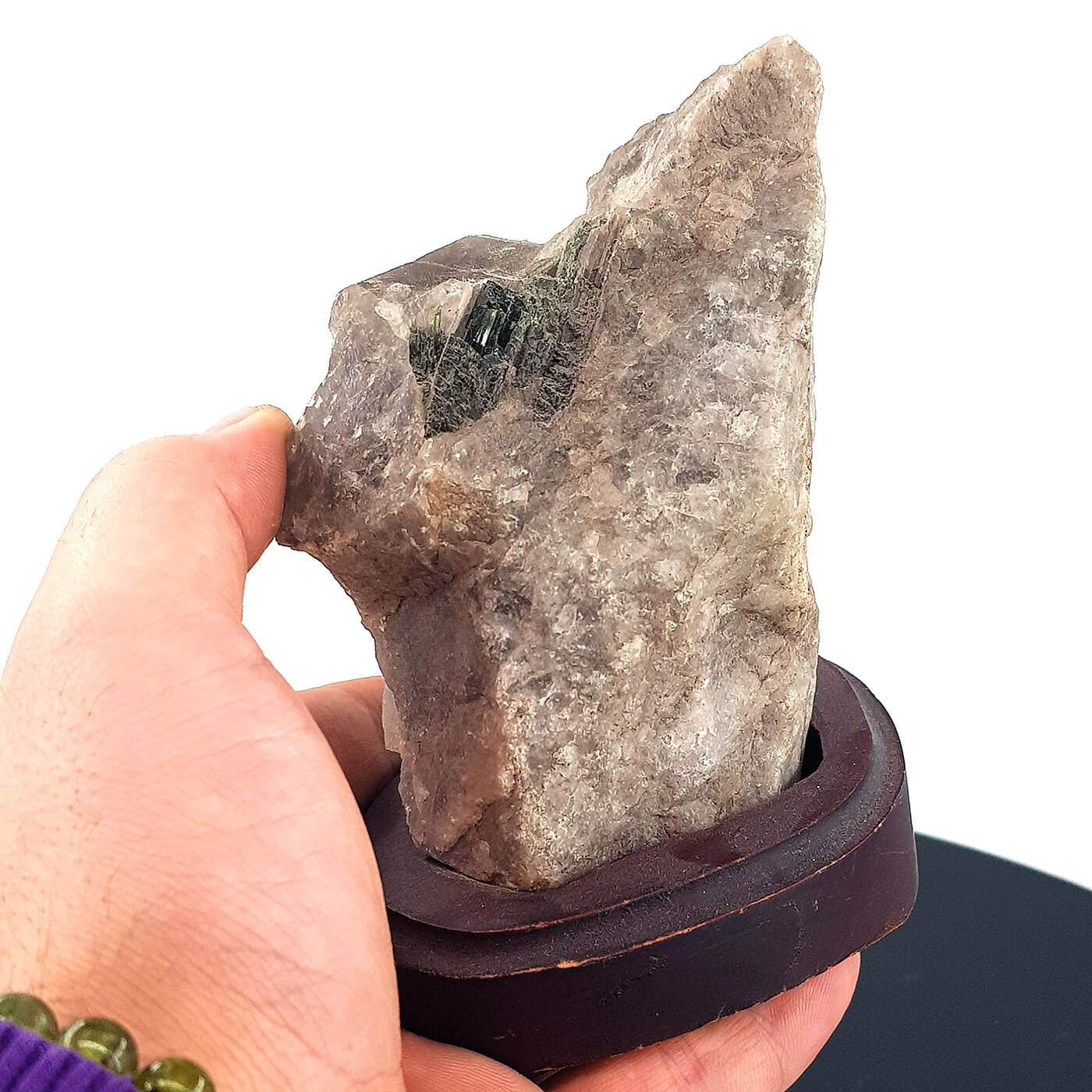 Kristal Kuvars Yeşil Turmalinli Standlı