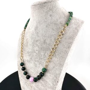 Zümrüt Diopsit Kunzit Tasarım Kolye - 2