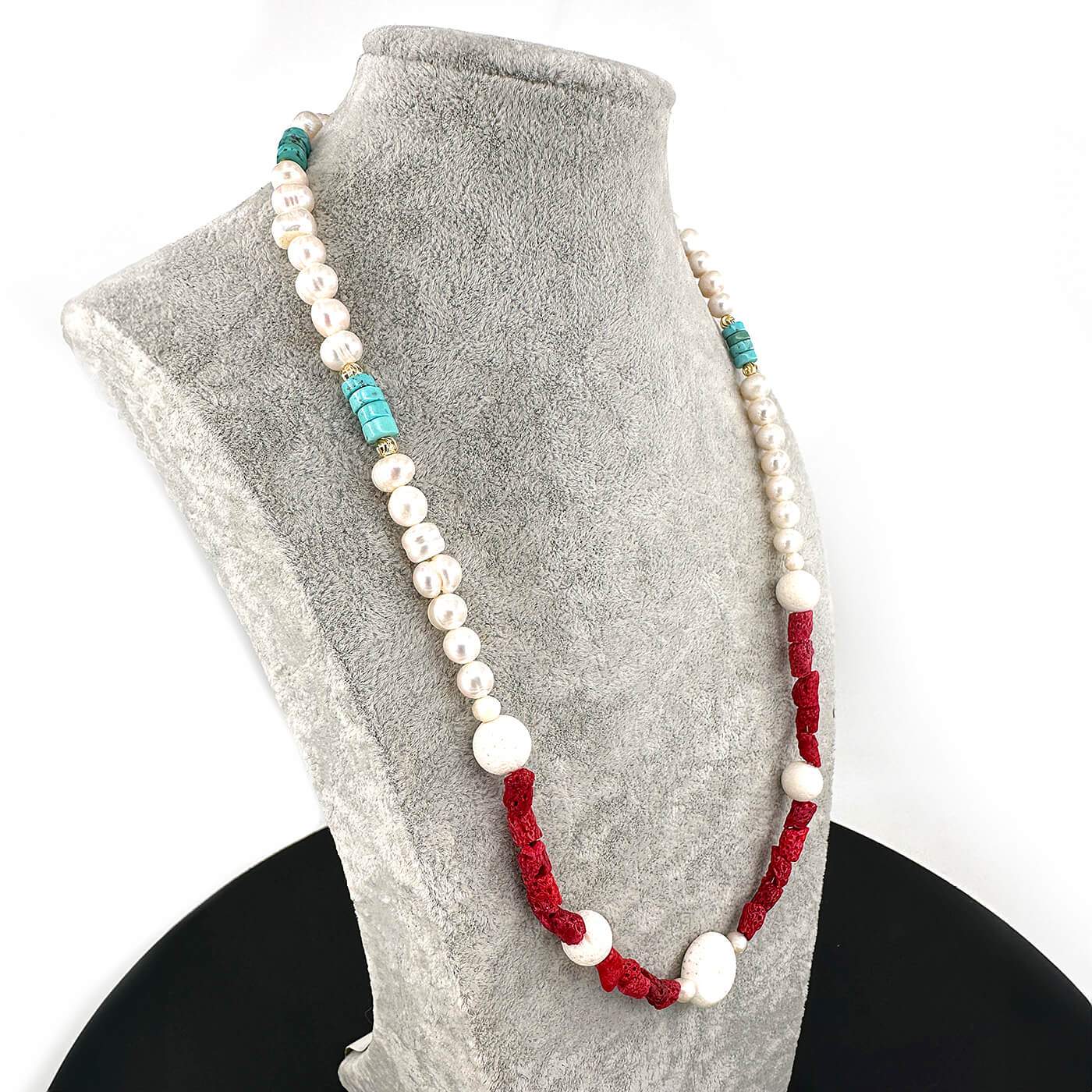 İnci Mercan Firuze Tasarım Kolye - Görsel 2