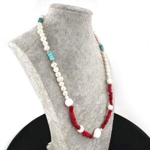 İnci Mercan Firuze Tasarım Kolye - 2