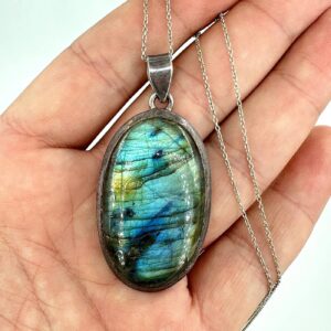 Labradorit Kolye Ucu Gümüş