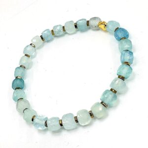 Akuamarin Küp Faset Bileklik 8mm