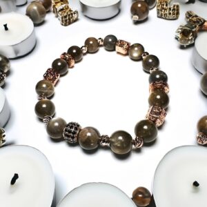 Siyah Aytaşı AAA+ Bileklik Rose 8mm