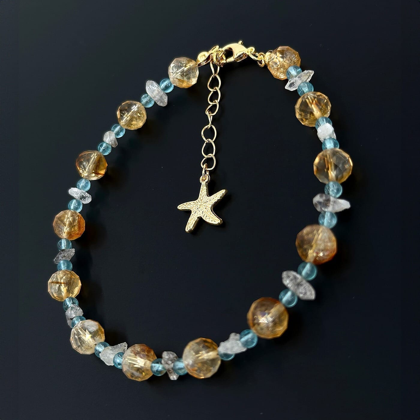 Herkimer, Topaz, Sitrin Halhal 8-3mm