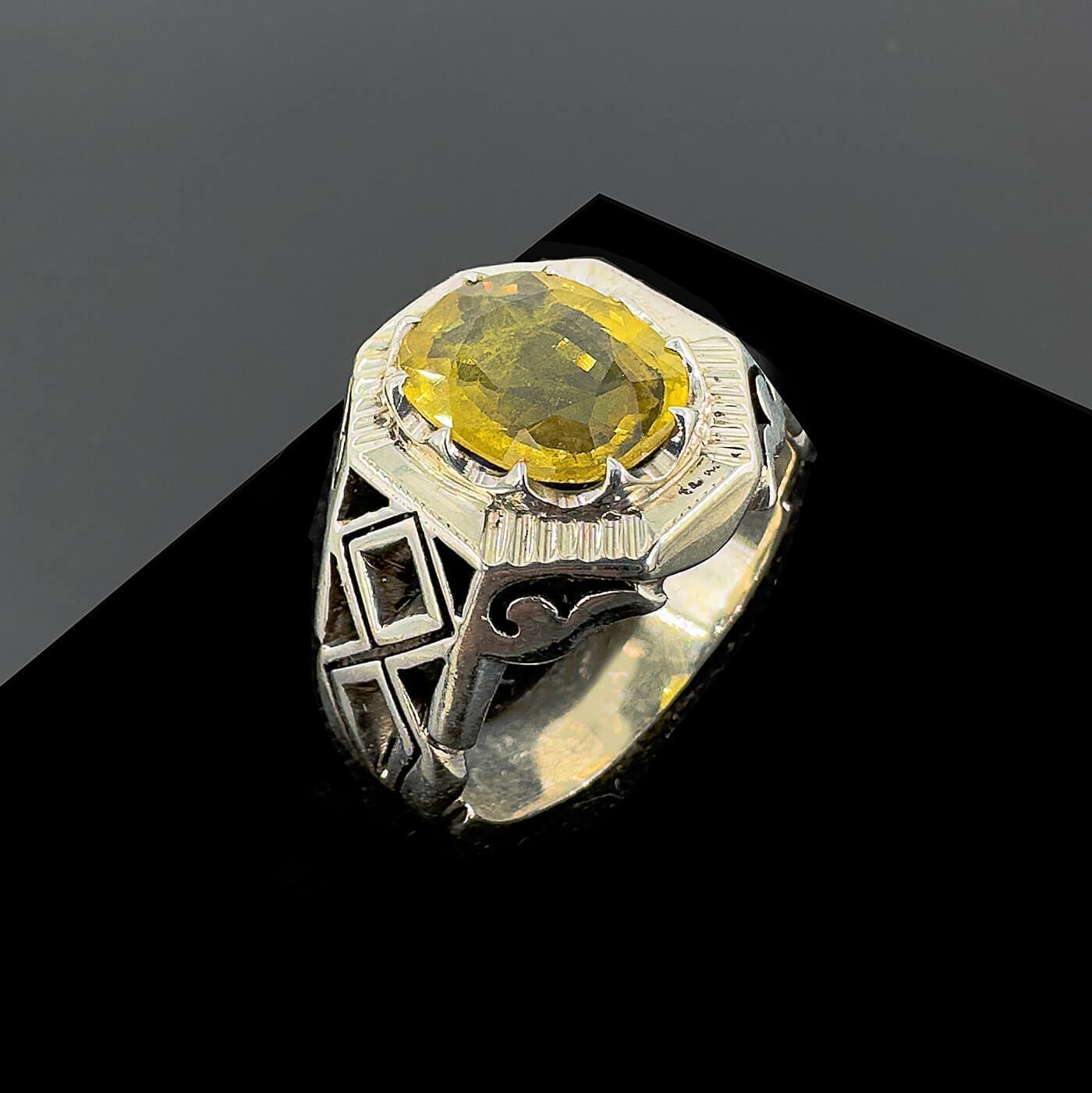 Sarı Safir Yüzük (Gümüş) 6A+