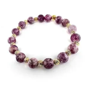 Lepidolit Bileklik 8mm (Gold)