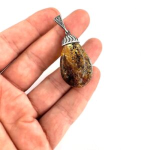 Kehribar Kolye Ucu Gümüş