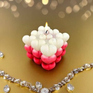 Premium Esanslı Aşk Köpüğü Mum Beyaz-Kırmızı