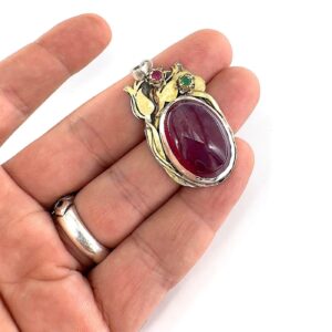 Star Yakut Kolye Ucu El İşi (Gümüş) AAA - 2