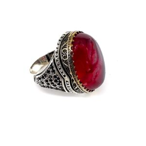 Star Yakut Erkek Yüzük El İşi (Gümüş) 6A+