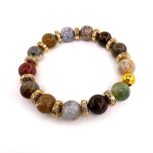 Yosunlu Akik Bileklik 10mm Gold