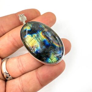 Labradorit Kolye Ucu Gümüş