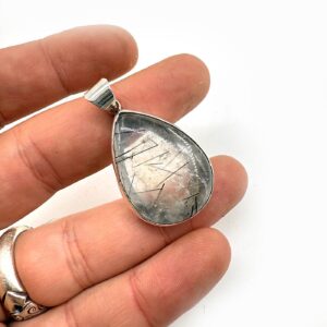 Rutil Kuvars Kolye Ucu Gümüş