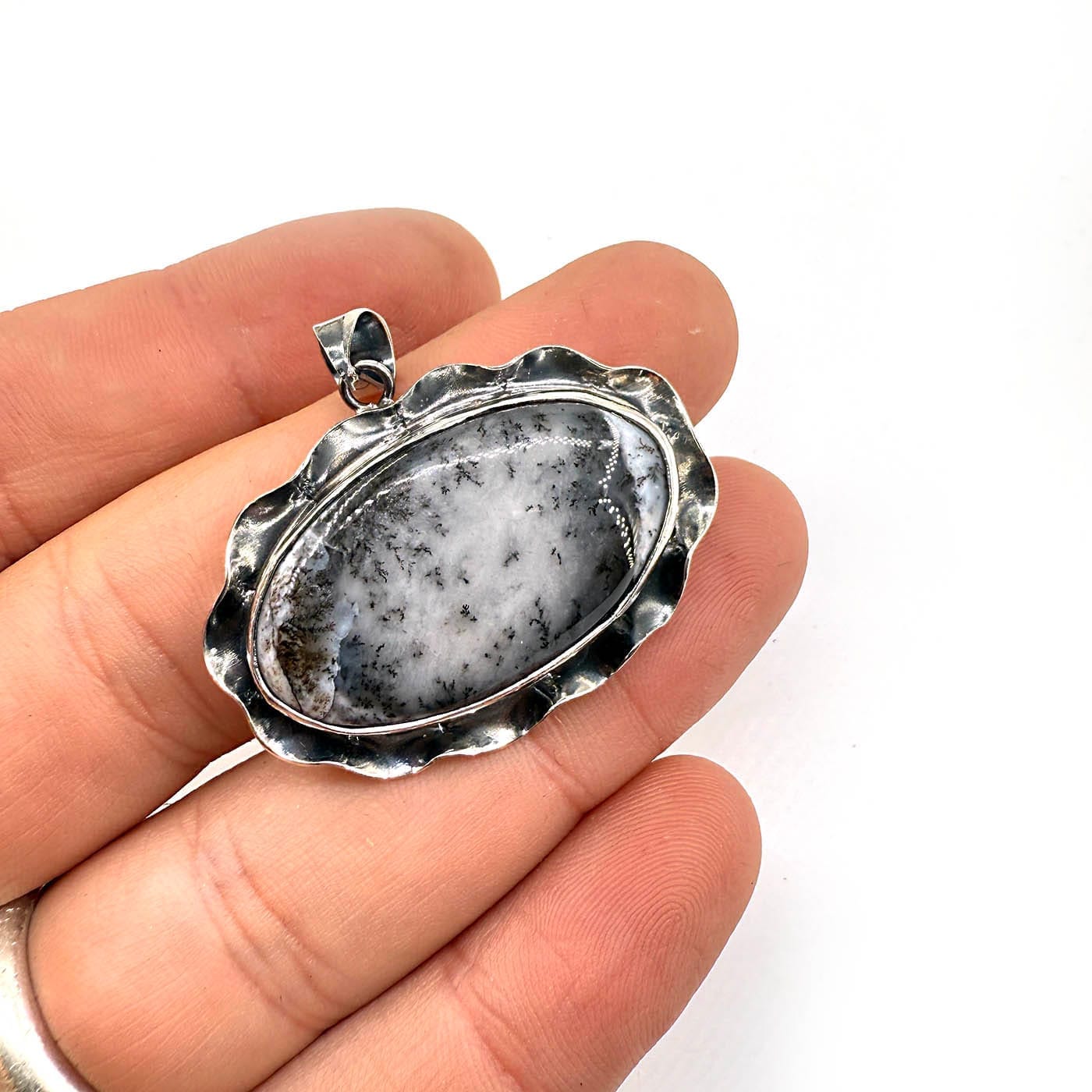 Dendiritli Opal Kolye Ucu Gümüş