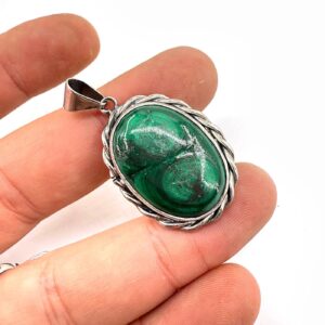 Malakit Kolye Ucu Gümüş