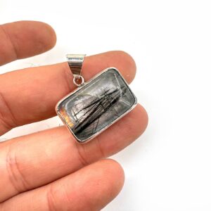 Rutil Kuvars Kolye Ucu Gümüş