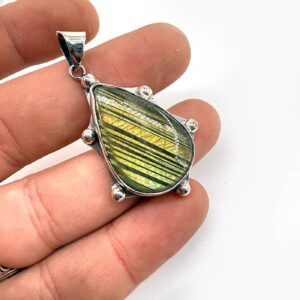 Labradorit Kolye Ucu Gümüş