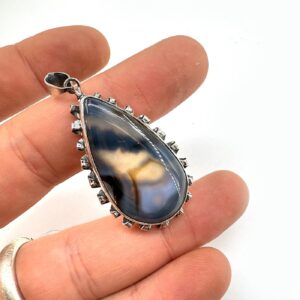 Akik Kalsedon Kolye Ucu Gümüş