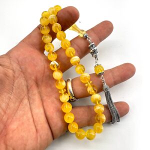 Damla Kehribar Tesbih (Gümüş)