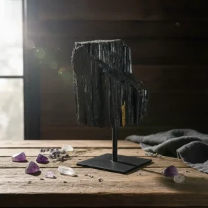 Siyah Turmalin Ham Taş Standlı