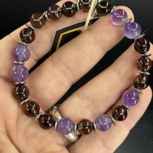 Ametist / Dumanlı Kuvars Erkek Bileklik 8mm *