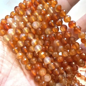 Karnelyan Akik Dizi Faset 8 mm