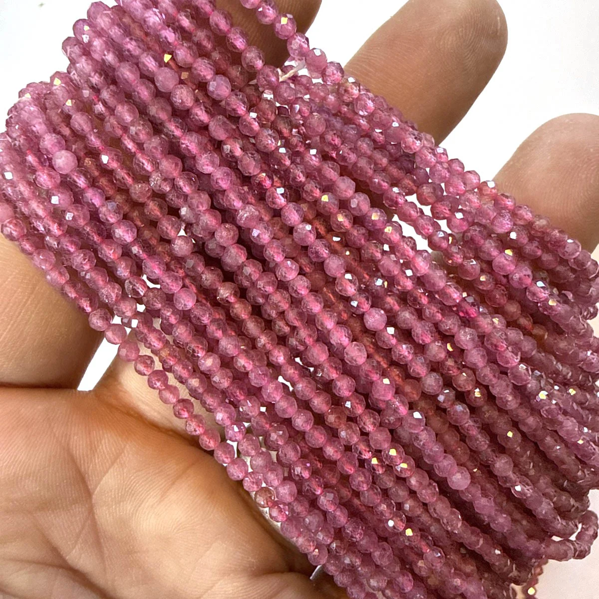Turmalin Pembe Dizi Faset 3 mm