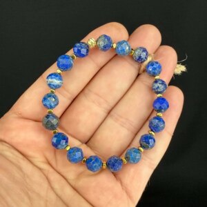 Lapis Lazuli / Kristal Kuvars Faset Bileklik